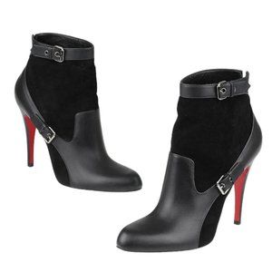 SOLD Louboutin Canassone Buckled Suede-Leather Bootie size 37.5